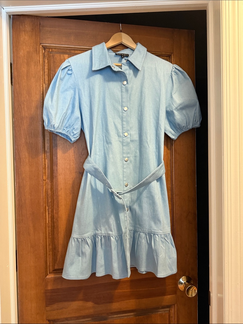 Blue Blush Light Blue Button-Front Shirt Dress